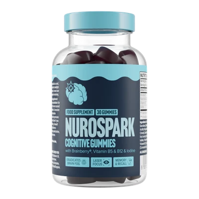 Jar of Nurospark Cognitive Gummies, 30 berry-flavoured gummies